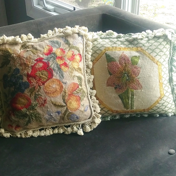 New Wool Needlepoint Pillow Cover – French Countryside House Fishing Horse 18x18